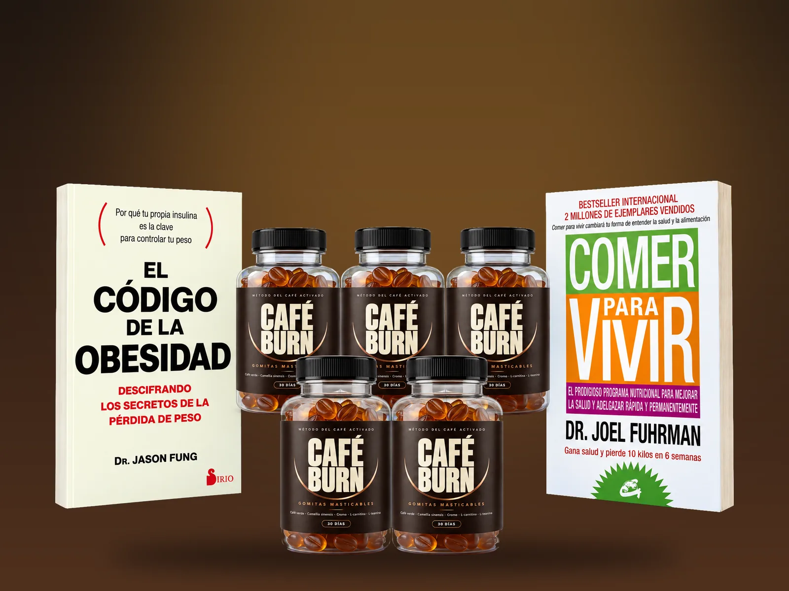 El combo 5 frascos · 150 días de Café Burn